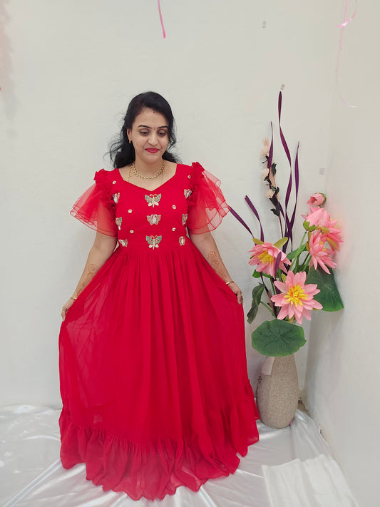 Maggom work Frock  code SLS 273