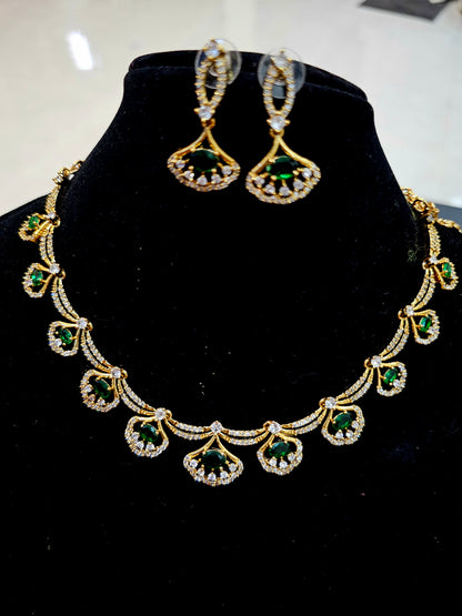 Green Neck set with earrings code SLS 438 J