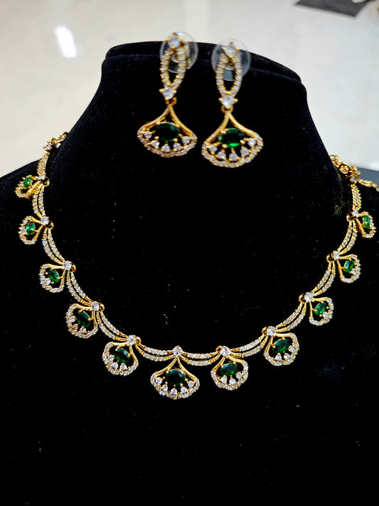 Green Neck set with earrings code SLS 438 J