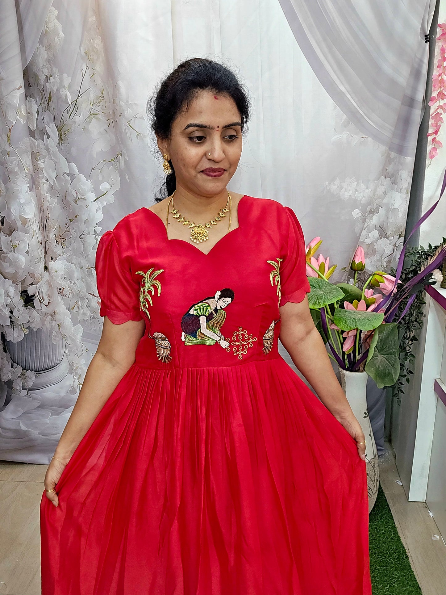 RED maxi FROCK Code SLS  425