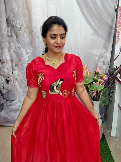 RED maxi FROCK Code SLS  425
