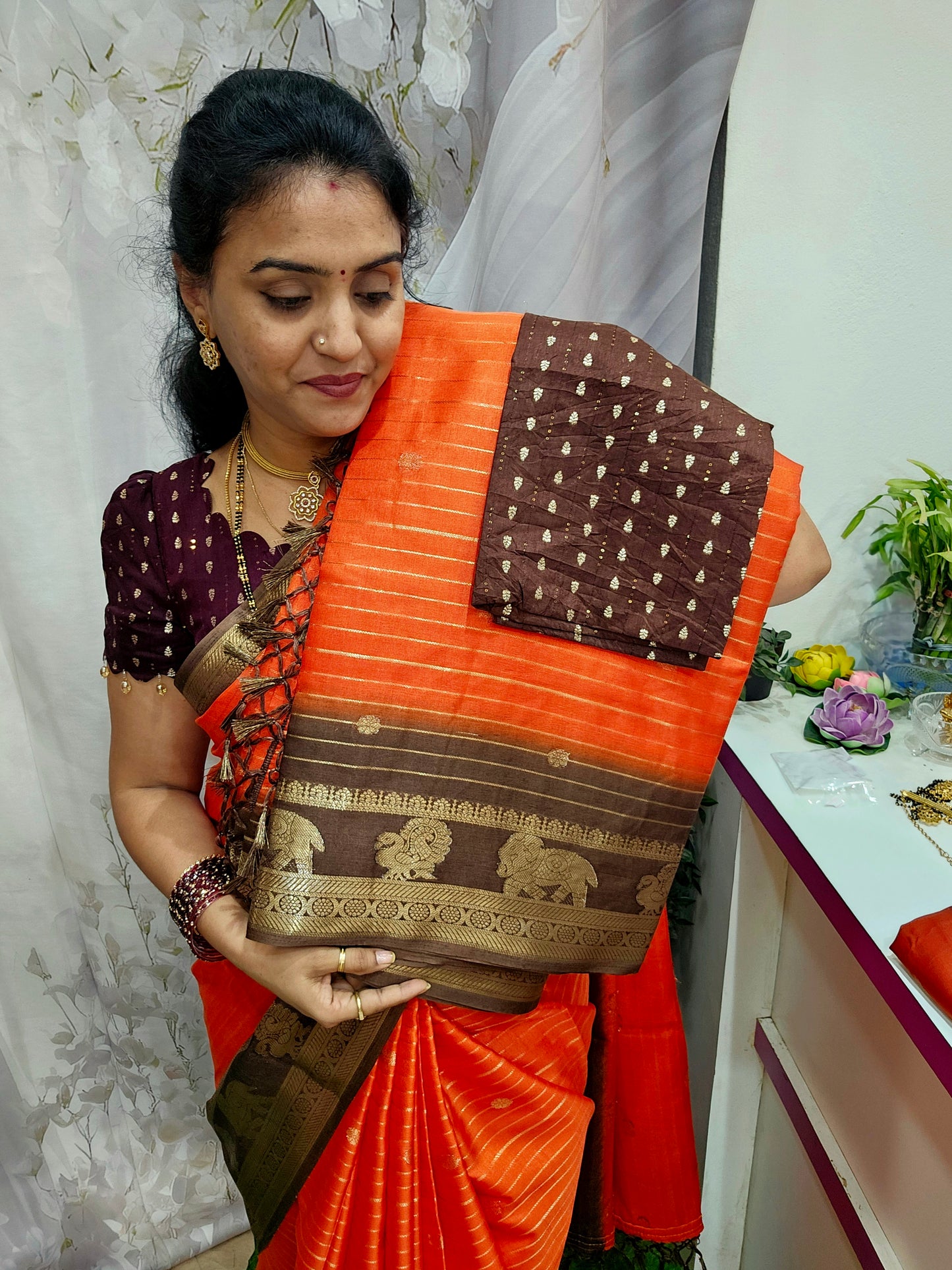 Saree un stiched blouse code SLS 499