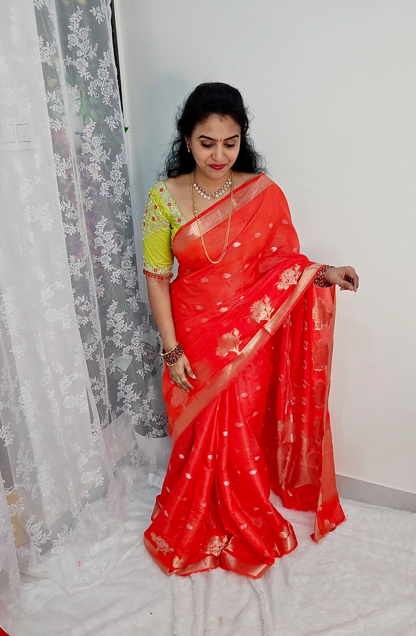 Saree un stiched blouse code SLS 421