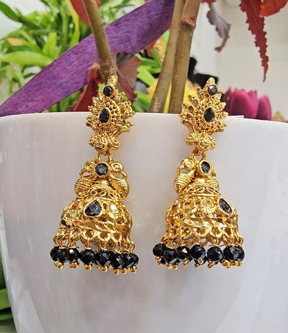 Screw back Earrings ( Black)- SLS88J