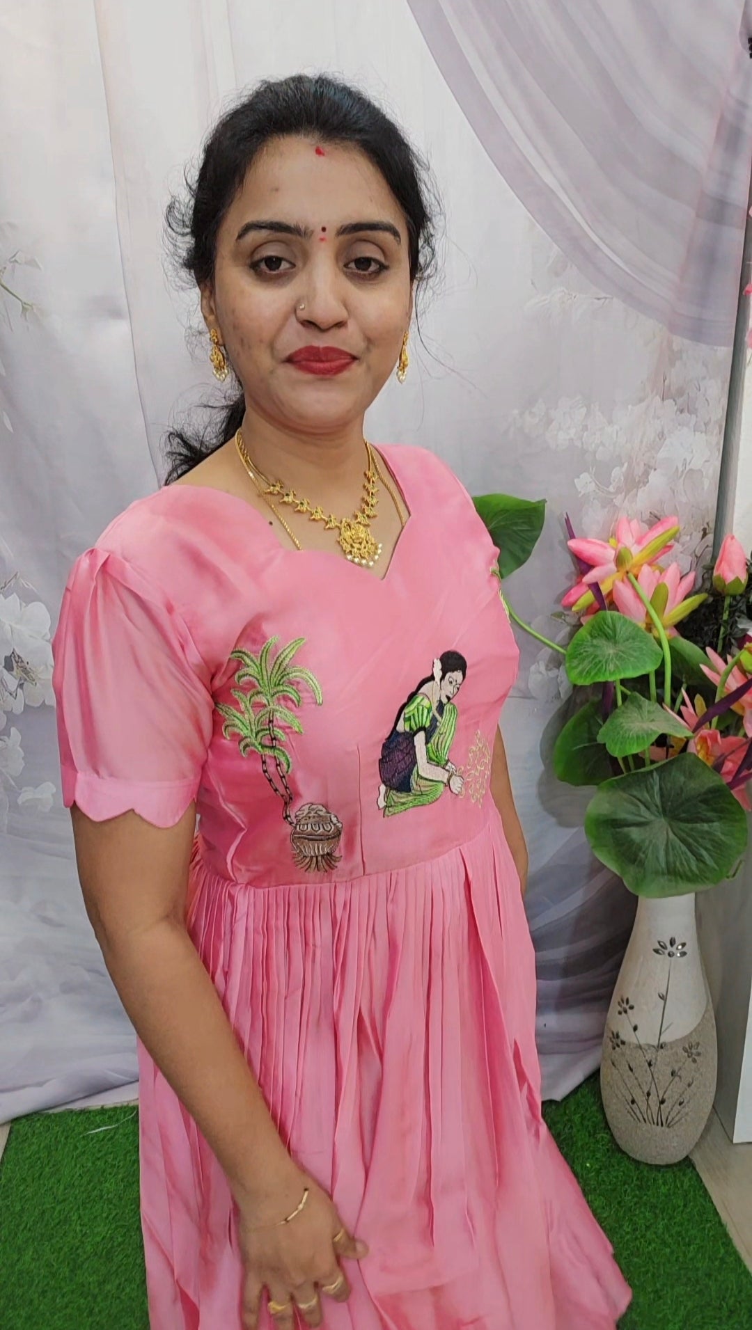 Onion pink maxi frock  code SLS 425
