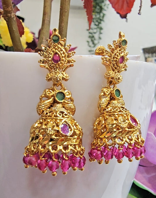 Screw back Earrings( Pink )- SLS88J