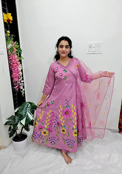 hand paint  3 peace kurthi set Code SLS 374