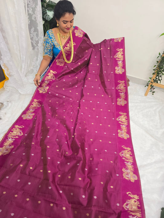 Saree un stiched blouse code SLS 416 Wine color