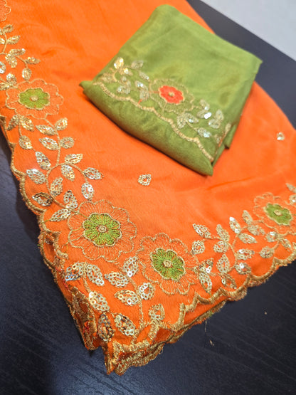 Saree un stiched  blouse code SLS 254