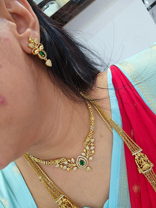 neck set with earinges green colour code SLS 185J