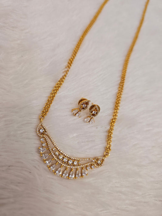 Long chandraharam with earrings code SLS 378J