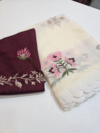 Saree un stiched blouse code SLS 474
