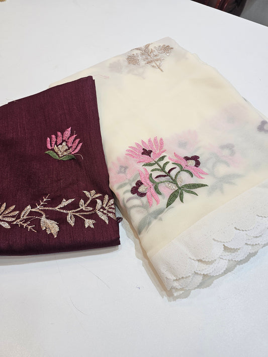 Saree un stiched blouse code SLS 474