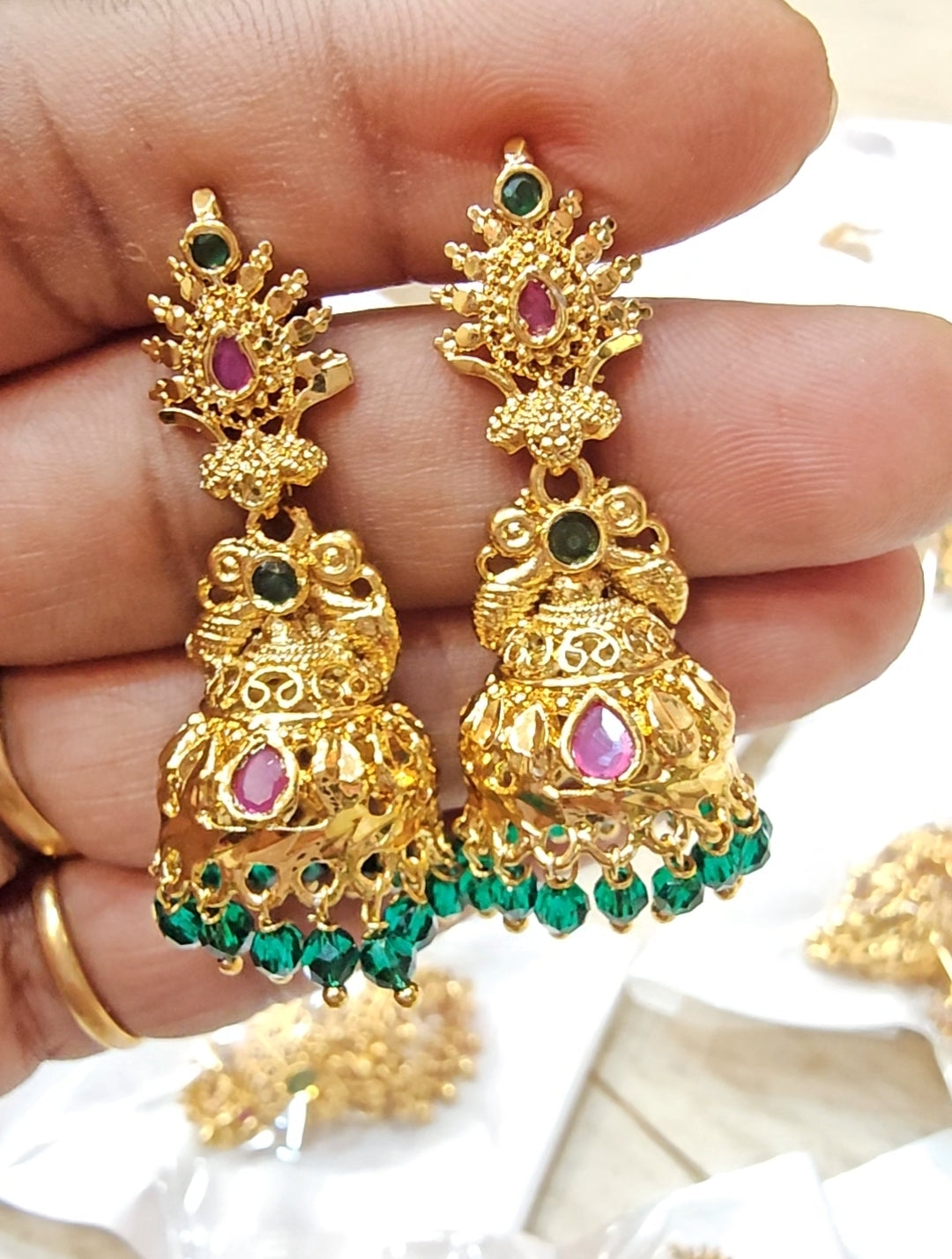 Screw back Earrings( Green)-SLS88J