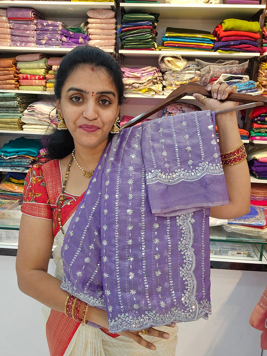 Saree un stiched blouse Code SLS 196  (small special gift )