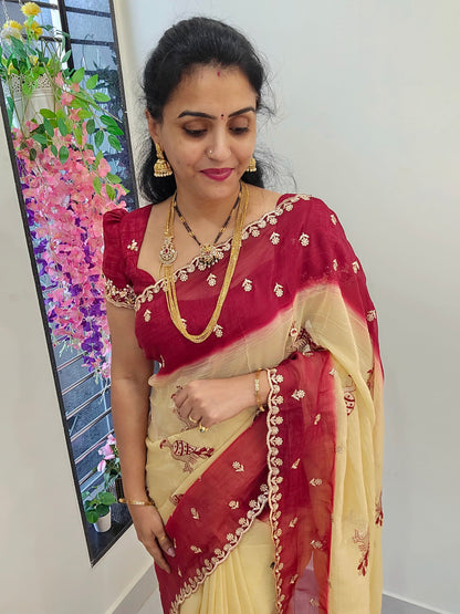 Saree un stiched blouse  code SLS 228