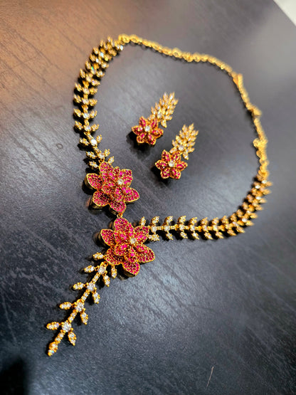 Neck set with earrings green code SLS 381J