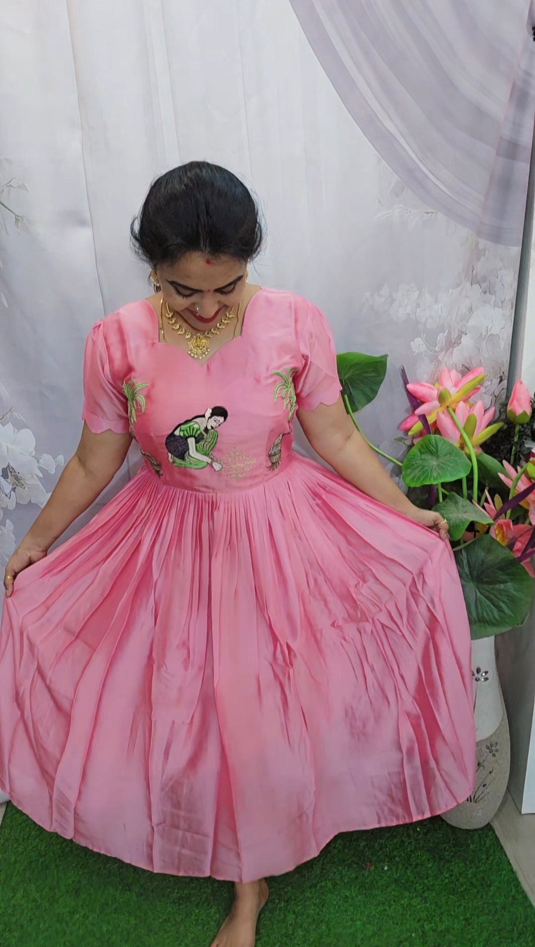 Onion pink maxi frock  code SLS 425