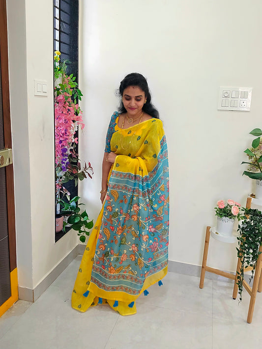 Code SLS 216 saree un stiched blouse