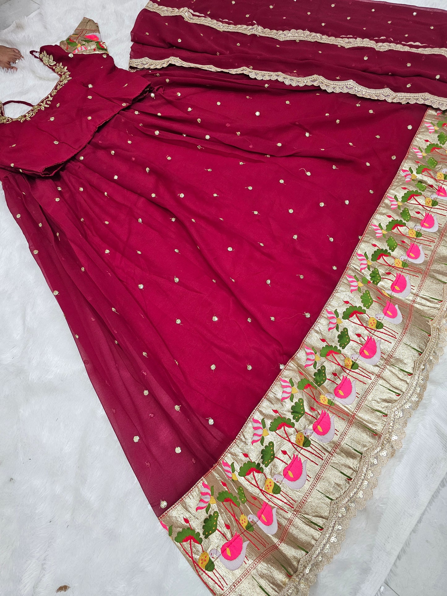 full stitches free size lehenga  code SLS 586
