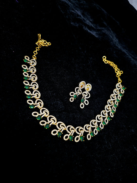 Green Neck set with earrings code SLS 724J