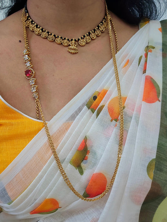 Code SLS  214 J two in one chandraharam  with earrings