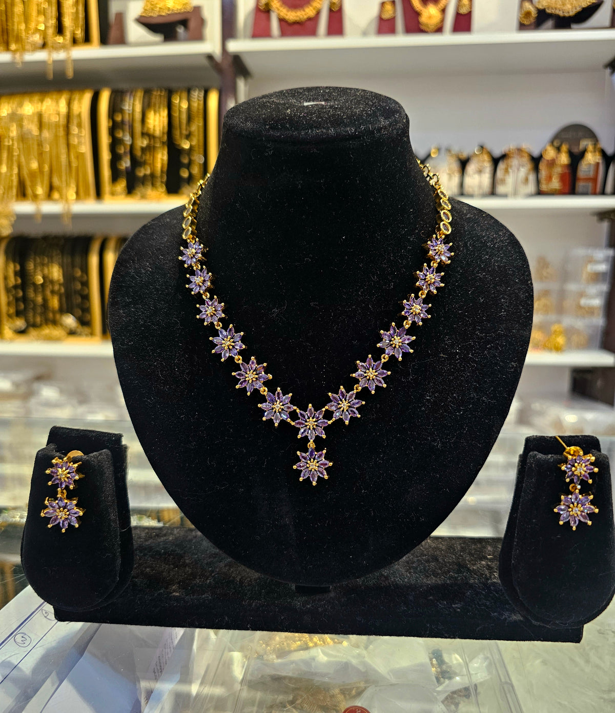 Lavender colour neck set with earinges code SLS 133J