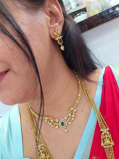 neck set with earinges green colour code SLS 185J