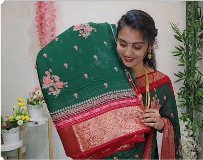 Georgette zari weaving sarees-SLS24