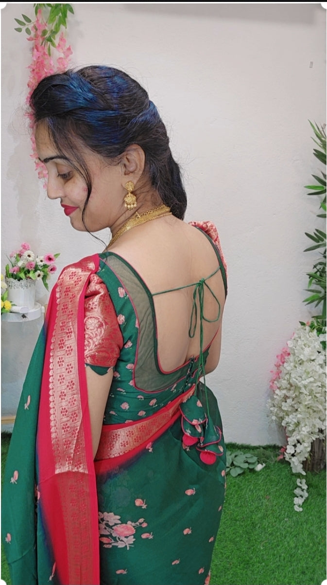 Georgette zari weaving sarees-SLS24